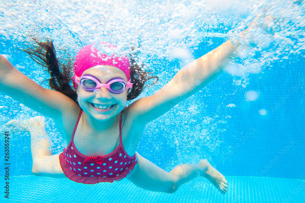 girl swim in  pool